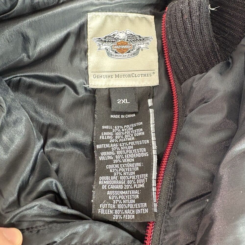 Harley Davidson Puffer Vest, Womens 2XL, Black, Full Zip, Motorcycle - Picture 6 of 8